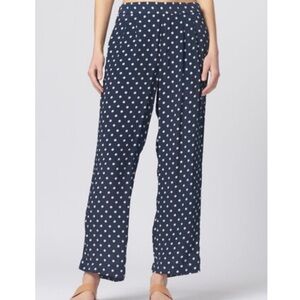 Trovata Navy White Polka Dot Silk Pants